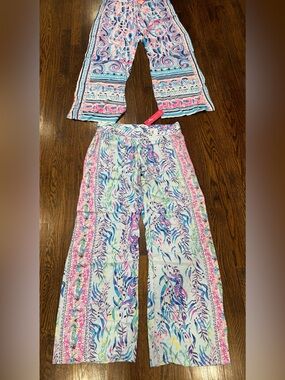 Sz M NWT $128 Lilly Pulitzer Bal Harbour Palazzo Pants Colorful Wide Leg Pants
